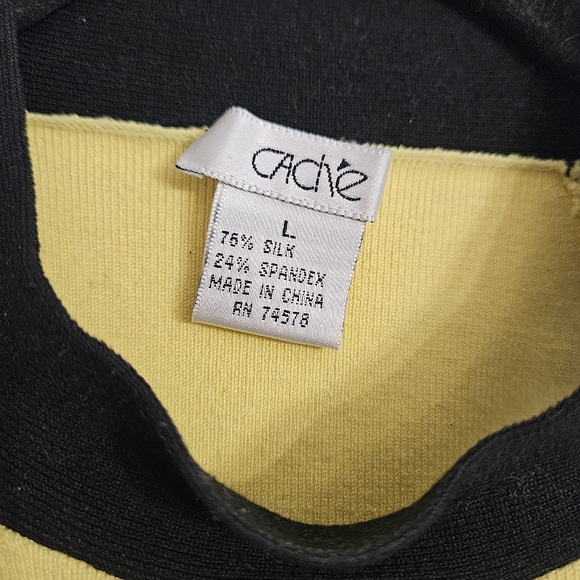 Cache Yellow Mod Colorblock Stretch Silk Halter Top Size Large - Picture 4 of 7